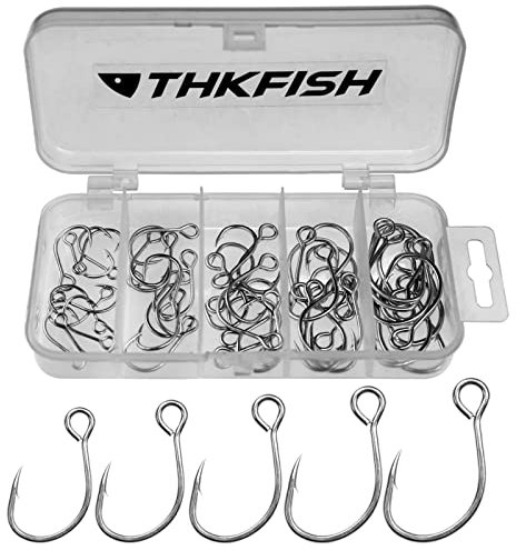 THKFISH 50stk/100stk/box Inline Angelhaken Kaufen mit öse Angel Haken Set Spinner Einzelhaken #2#1 1/0 2/0 3/0 Silber