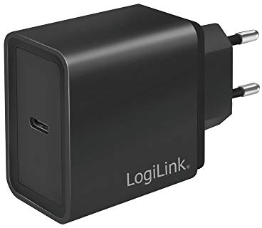 LogiLink PA0258 - USB-Steckdosenadapter Fast Charge, 1x USB-C mit PD (Power Delivery) 18 W und Überstrom-, Kurzschluss- und Überspannungsschutz, Schwarz