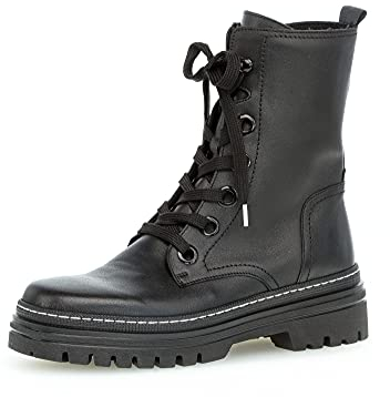 Gabor Damen Combat Boots, Frauen Stiefeletten,Wechselfußbett,Best Fitting,stiefel,bootee,booties,halbstiefel,schwarz (weiss),39 EU / 6 UK