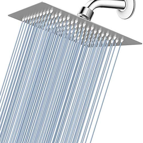 Voolan Rain Shower head, High Pressure Shower Head Made of 304 Stainless Steel, Relaxed Shower Experience Even at Low Water Flow and Pressure (8 Brushed Nickel)