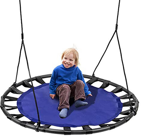 Baumschaukel XXL | Schaukelsitz für Kinder Erwachsene | Schaukel Nestschaukel | Hängeschaukel | Rundschaukel | Garten-Schaukel | Indoor/Outdoor | Schaukel 150 kg belastbar | Größe: 120x120x168