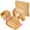 bamboo bamboo Baby Teller Baby Geschenk, Kindergeschirr set mit Sugnapf Teller Baby Schüssel und Baby Löffel, Kindergeschirr mit Saugnapf ab 6 Monaten (Hase, Pink)