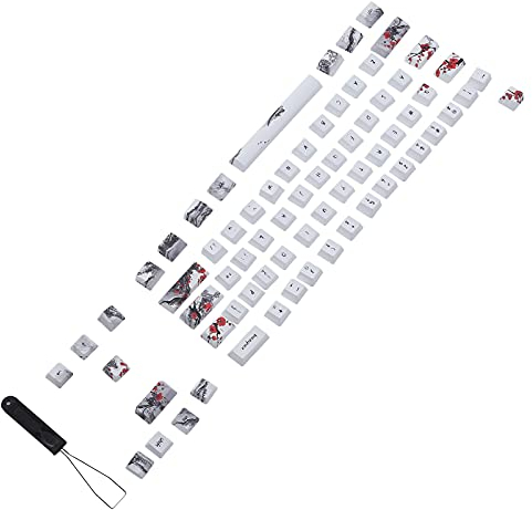 ASHATA 71-Tasten-Tastenkappen, PBT 5-seitige Dye-Sublimation-Tastenkappen für 60%/61/64 MX Mechanische/optische Tastatur, für RK61-Serie/Gans Alt61-Serie/IKBC-Poker-Serie/Anne
