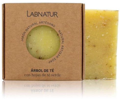 Jabón Natural Premium Árbol de Té 100g Labnatur.Fungicida y Antibacteriano. Manos, Cuerpo y Cara. Limpieza Profunda. Vegano.