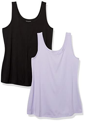 Amazon Essentials Canotta Taglie Forti Donna, Pacco da 2, Lavanda/Nero, 6XL Plus