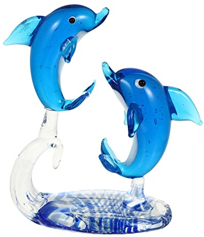 Delphin Ornament Glas Delfin Dekoration Delfin Figur Büro Schreibtisch Glas für Tischplatte Autos Cupcake Toppers Gaming Action Figuren Kristall Zylinder Glas Fisch Skulptur