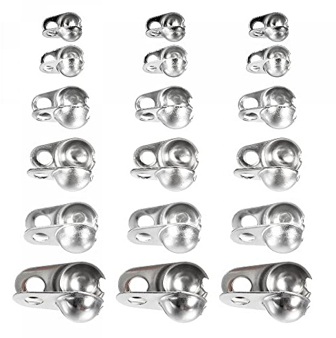 sourcing map Kugelkette Verbinder Spitzen Klemmschalen für 2/2.4/3.2/4.5/5/6mm Paket von 130