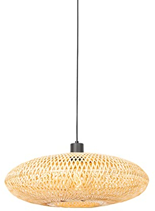 Qazqa - Orientalisch Orientalische Hängelampe I Pendellampe I Pendelleuchte Bambus 50 cm - Ostrava I Wohnzimmer I Schlafzimmer - Bamboo Rund - LED geeignet E27
