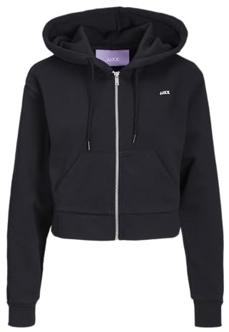JJXX Jack & Jones Women's Jxabbie Ls Reg Every Brush Zip Hood Noos Sweat Jacket, Black, XL
