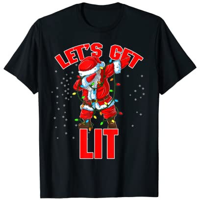 Let's Get Lit Weihnachtsmann-Mütze, Tupfen, Weihnachtsbeleuchtung T-Shirt