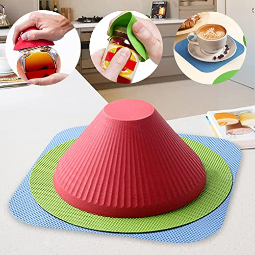 3 Stück Glasöffner Gripper Pads, Gummi-Glasgreifer, Multifunktions-Glasöffner für Senioren mit Arthritis, schwache Hände, Küchenuntersetzer