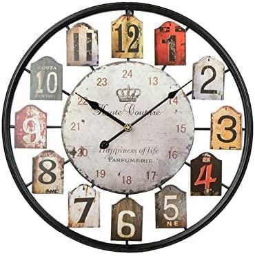 Große Bauernhof-Wanduhr 50 cm Kreative Garten-Wanduhr Runde Metalluhr für Innenwände