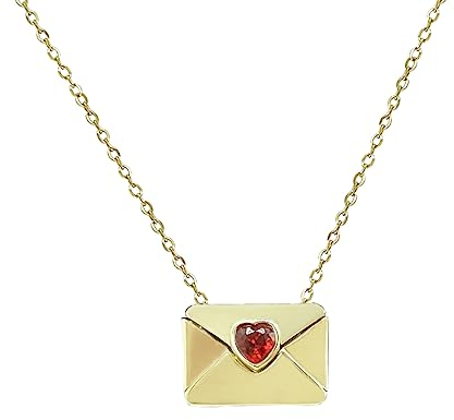 GILIEYER Halskette mit Briefumschlag, 18k Echtgold vergoldet Kette Gravur mit Liebesbrief Geheimer Nachricht I love you Personalisierte Anhänger Halskette für Mutter Freundin Freunde (Gold)