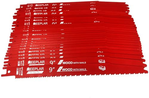 25 Pack 9 Inch 6/12 TPI Reciprocating Saw Blades for Nail-Embedded Wood,PVC