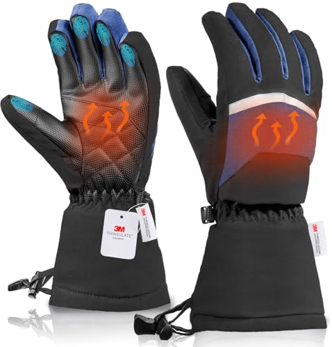 WARMTUYO Gants Hiver Homme et Femme, Thermiques Étanches Tactiles pour Cyclisme, Ski, Snowboard, Moto, Randonnée - Coupe-Vent, Respirant, Antidérapant