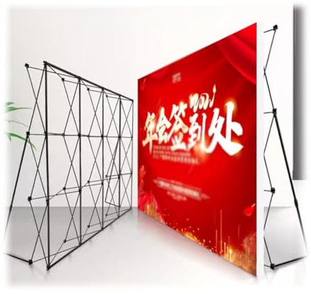 Tragbare Hintergrundkulisse Standgestell Tension Fabric Messeausstellung Display Booth Backdrop Standgestell Mit Tragetasche Frame Stand Banner Show Frame (nur Stand) ( Farbe : Schwarz , Größe : 5x7.5