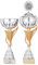 eberin · Premium Pokal Chloé Silber/Kupfer · verspielter Cup Pokal mit oder ohne Deckel · Sockel aus Marmor · Pokal personalisierbar · (OHNE Deckel)