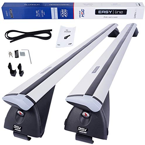 DGH SYSTEM Kompletter Aluminium-Dachträger Relingträger Easy Line Advanced 135 cm kompatibel mit Volkswagen Caddy V MPV 2021- mit offener Dachreling, abschließbar, Nutzlast 90 kg