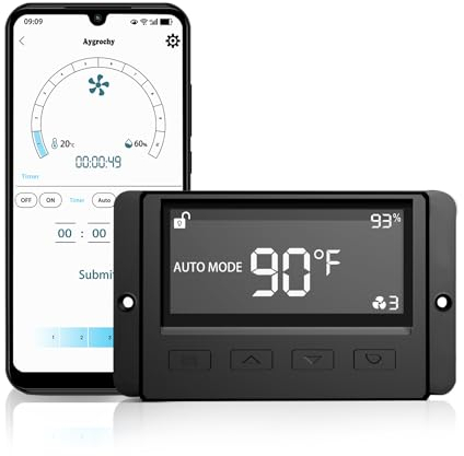 Aygrochy Wifi App Smart Controller mit Temperatur- und Feuchtigkeitsregler für Rohrventilator