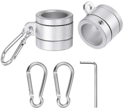 sourcing map 2pcs Flag Pole Rings, Aluminum Alloy Flagpole Rings with Bearings, 360 Degree Tangle Free Flag Pole Clips with Hook for 0.75-1.0 Diameter Flagpole (Silver)