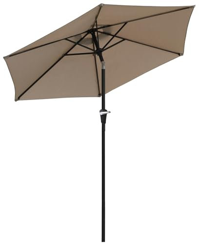 Outsunny Sombrilla Terraza Exterior Ø230 cm Sombrilla de Jardín con Ángulo Ajustable y Manivela Impermeable Parasol para Patio Terraza Caqui