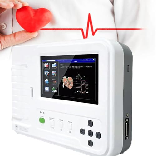 GBHJJ Electrocardiografo Portatil Profesional, Monitor ECG/EKG, ElectrocardióGrafo LCD Digital en Color Profesional, Dispositivo de 12 Derivaciones, Formas de Onda para Uso MéDico