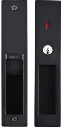 betensh Pocket Door Lock with Key Sliding Door Locks Handle Pocket Door Lock Mortise Lock Recessed Door Handle 180mm-Black