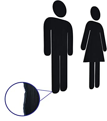 DECORATION DREAMS Targhette Bagno Uomo Donna, Figure in rilievo, Include Nastro Biadesivo, Facile Installazione, Cartello Bagno, Adesivi WC, Insegna bagno, Scritta WC Giapponese, Cartello Toilette