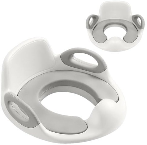 FIVMEN Toilettensitz Kinder Toilettenaufsatz mit PU Gepolstert und Spritzschutz WC Sitz Klositz Toilettentrainer Sitz für Kinder 1-7 Jahre, Weiß