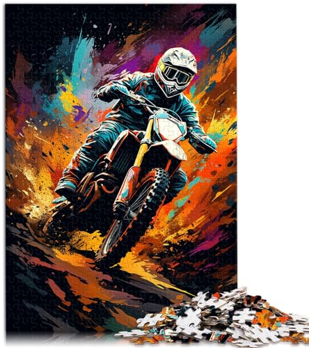 1000-teiliges Puzzle, Die farbenfrohe Psychedelia der Geländemotorräder, für Erwachsene und Kinder ab 12 Jahren, Holzpuzzle, Lernspiel, Größe: 50 x 75 cm