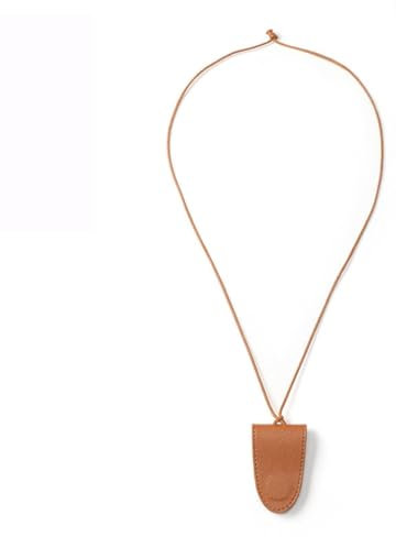 AJTUTUS Clip per occhiali in pelle da appendere al collo con clip per occhiali borse alla moda portatile-custodia per occhiali in pelle cordino carino copertura protettiva, Marrone, As detailed
