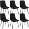 WAFTING Esszimmerstühle 6er Set, Gepolsterter Stuhl mit Hoher Rückenlehne und Leinendesign, Esstischstühle mit Metallfuß, für Esszimmer, Wohnzimmer, Küche, Schlafzimmer und Empfangsraum, Schwarz