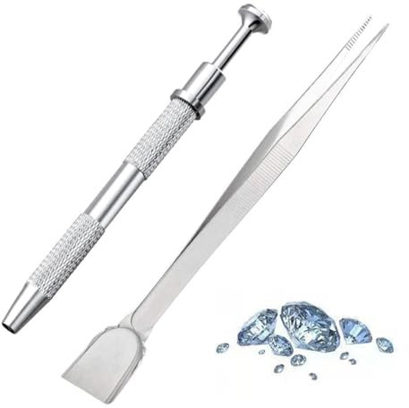 EIHI 2 pezzi Pinze per piercing per palline, pinzette per gioielli, strumento per raccogliere gioielli, strumento per raccogliere pietre preziose diamantate