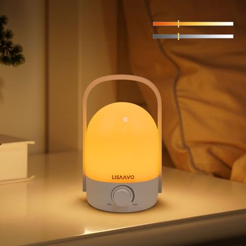 LISAAVO Cordless LED with Portable Handle,2Lichtfarben, tragbares Nachtlicht für Schlafzimmer, Wohnzimmer, Büro und unterwegs,Stimmungslichter für Schlafzimmer und Festdekoration(Weiß)