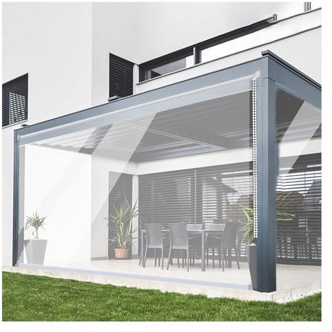 QWEASDF Store Enrouleur en PVC imperméable Transparent,Anti-poussière à Isolation Thermique,pour Jardin Extérieur,Balcon,Porte Patio,Pergola,Gazebo,Largeur x Hauteur(W90*H120cm/W35.43*H47.24in)