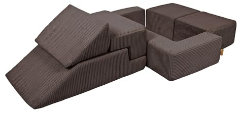 MEOWBABY Modulares Sofa für Kinder - Weiche Schaumstoffbausteine zum Spielen, Cord, Braun