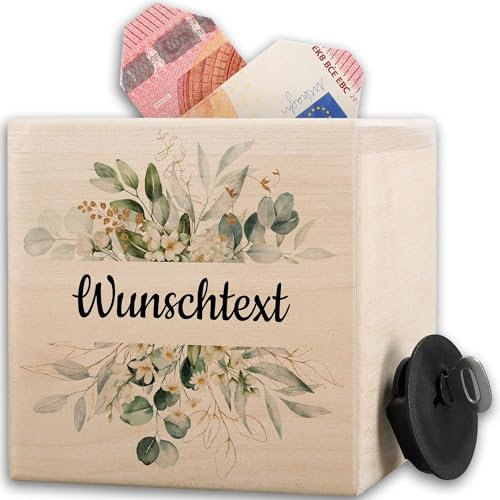 Holz - Wunschtext - Kaffeekasse Arztpraxis | Spardose Erwachsene selber gestalten | Trinkgeld-Kasse | Friseur Spardose Personalisiert - 10x10cm - Holz - trinkgeldkasse personalisiertes geldschwein