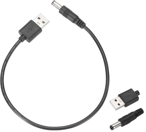 QUARKZMAN 4pz Cavo Alimentazione USB a DC 3A 5V Cavo Alimentazione DC 5.5mm x 2.1mm Spina Ricarica Connettore Adattatore per Ventola Fotocamera Telefono Tablet (0.3m/1ft, Nero)