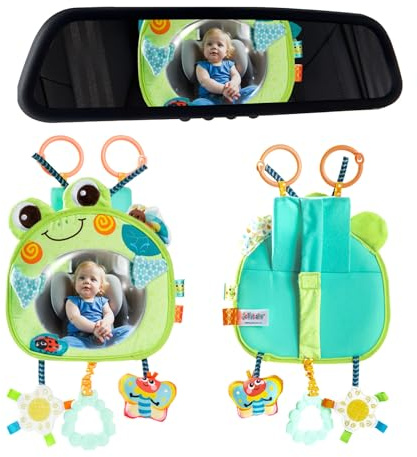 Jollybaby Car Seat Crib Stroller Play Gym Hanging Toy for Baby 0-3-6-12 Months, Tummy Time Mirror Toys Gifts for Newborn Infants, Carseat Travel Toy for Road Trip - Frog