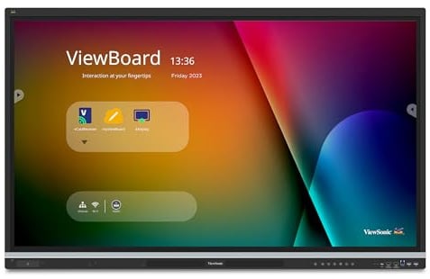 ViewSonic IFP5551 55 Inch 4K ViewBoard Interactive Smart Board with Integrated Education Software, Android 14, Google EDLA, 50-Point Touch, Built-in Microphone, HDMI, VGA, USB Hub, and USB C Inputs