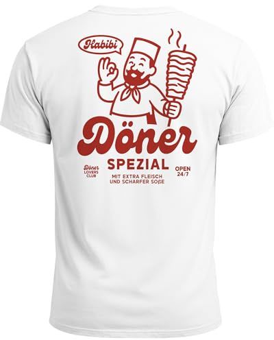 Neverless® Herren T-Shirt Backprint Döner Spezial Funshirt mit witzigem Kebab Rückendruck Kurzarm Baumwollshirt Fashion Streetstyle