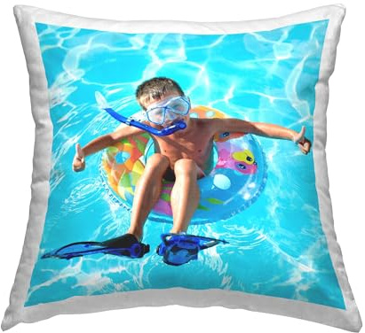 Larilotte Personalisiertes Kissen mit Foto Bedrucken Lassen, Fotokissen 45x45 cm Weiß, Kissen mit eigenem Bild & Text selbst gestalten, Kissenbezug personalisiert, mit Füllung optional
