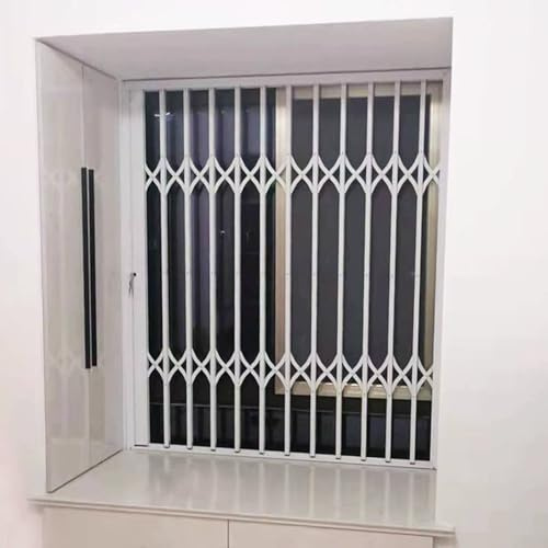 Sicherheitsgitter aus weißer Aluminiumlegierung, 80, 100, 120, 150, 170 cm Breite, 10 cm Abstand, einbruchsicheres Fenstergitter(130x150cm/51.2x59in)