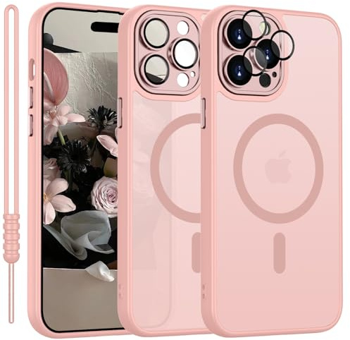 YUANDMI für iPhone 14 Pro Hülle Kompatibel mit MagSafe, Handyhülle für iPhone 14 Pro Magnetisch Leicht Dünn Matte Touch Kameraschutz, Anti-Gelb rutschfest Kratzfest Schutz Stoßfest Hülle Pink Rosa