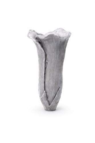 Grabvase Tulpe antik grau 21 cm - Grabdeko Vase aus Polyresin für Grabstein, Grabplatte oder Friedhof - Blumenvase für Grabdekoration - Logbuch-Verlag