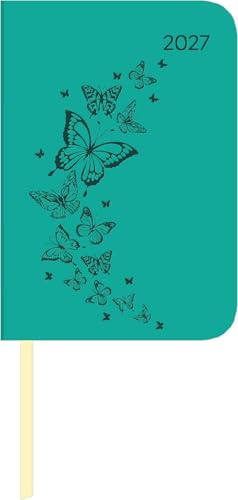 Lady Journal Mini Deluxe Türkis 2027: Taschenkalender 8x11,5 cm - Wochenplaner mit Tucson Einband & Motivprägung, Leseband, Monatsübersicht & Notizbereich, ideal für unterwegs