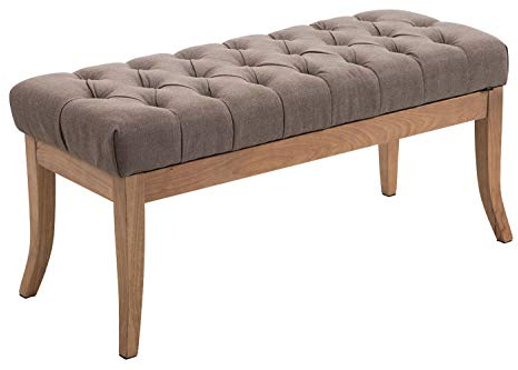 CLP Sitzbank Ramses mit hochwertiger Polsterung und Stoffbezug I Bank mit antik-Hellen Holzbeinen I Holzbank mit Einer Sitzhöhe von: 46 cm, Farbe:Taupe, Größe:100 cm