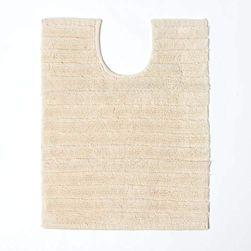 HOMESCAPES Cotton Ribbed Spa Style Cream Pedestal Mat, 100% Cotton Ultra Absorbent, Washable at Home