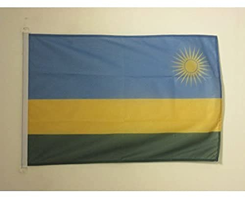 AZ FLAG Rwanda Boat Flag 45x30 cm Mesh Polyester Plastic Rings | Outdoor and marine use Rwandan 12x18 in boat flag U Rwanda weather resistant with double stitched seams and reinforced edges