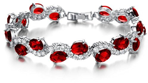 Canarea Armband Damen Mädchen Frauen armreif Platin Silber Allergikerfrei mit AAA Zirkonia Unendliche Symbol Edel Modeschmuck Braut Charm Armkettchen,Valentinstag Geburtstagsgeschenk (Rot)